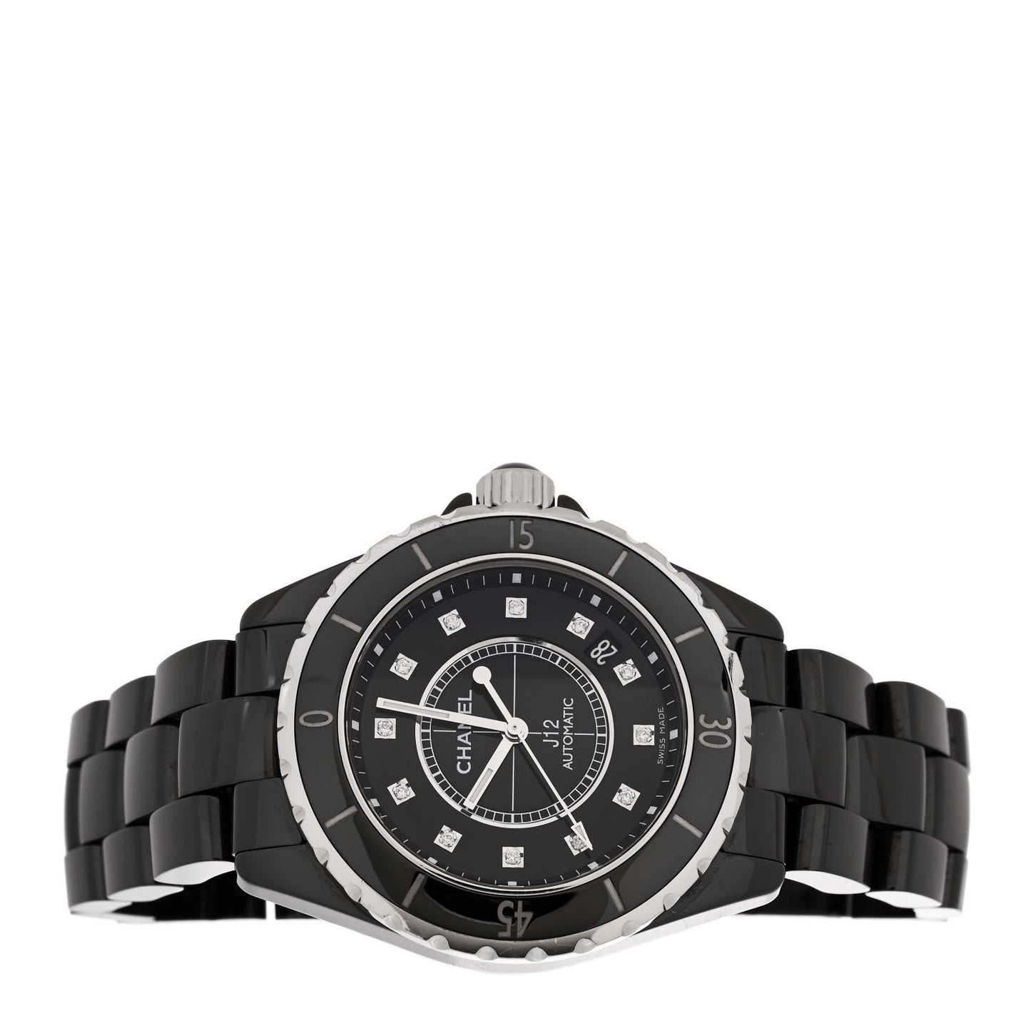 Stainless Steel Ceramic Diamond 38mm J12 Automatic Watch Black