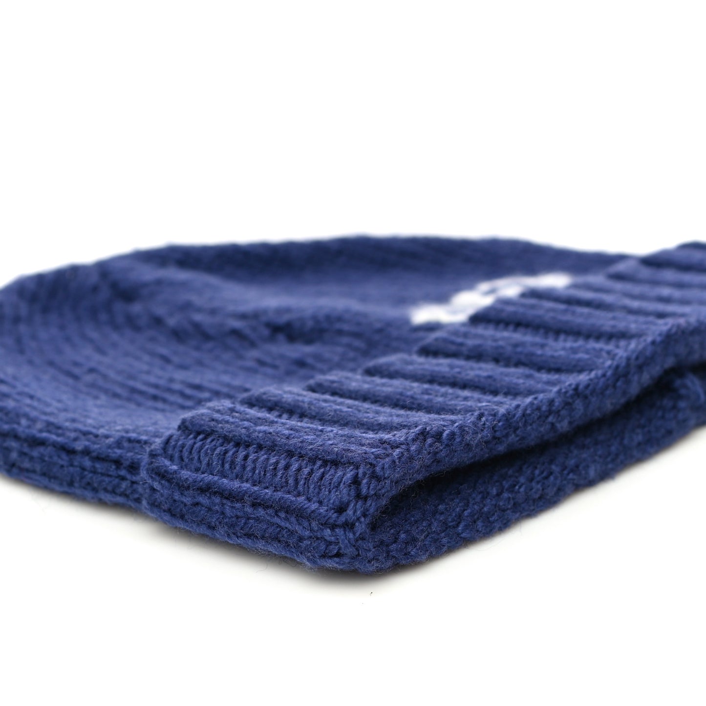 Wool Knit GG Plain Cap Tricot Beanie Hat M Blue