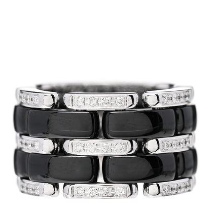 Chanel 18K White Gold Ceramic Diamond Large Ultra Ring Black 54 6.75 1 of 5
