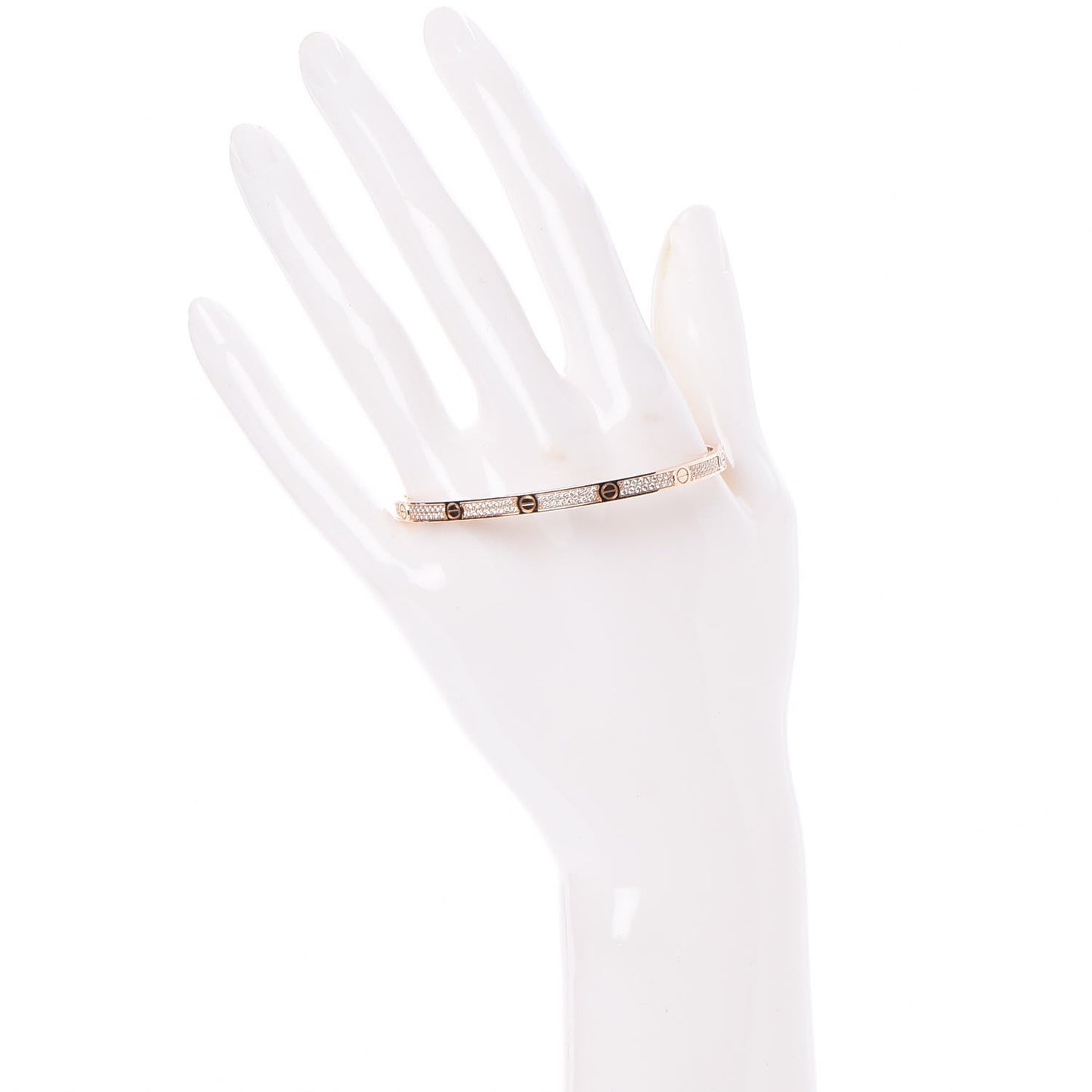 18K Pink Gold Diamond Small LOVE Paved Bracelet 17