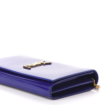 Saint Laurent Patent Calfskin Monogram Kate Wallet On Chain Royal Blue 9 of 10