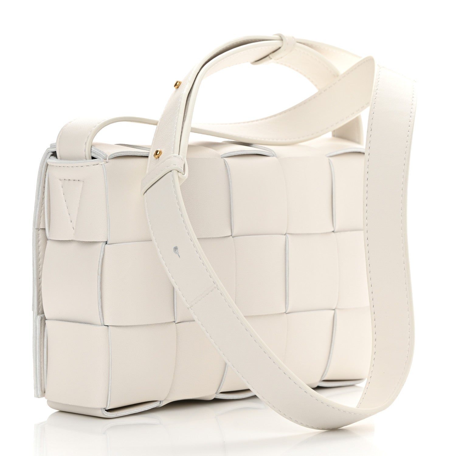 Bottega Veneta Lambskin Maxi Intrecciato Cassette Crossbody Bag White 3 of 10