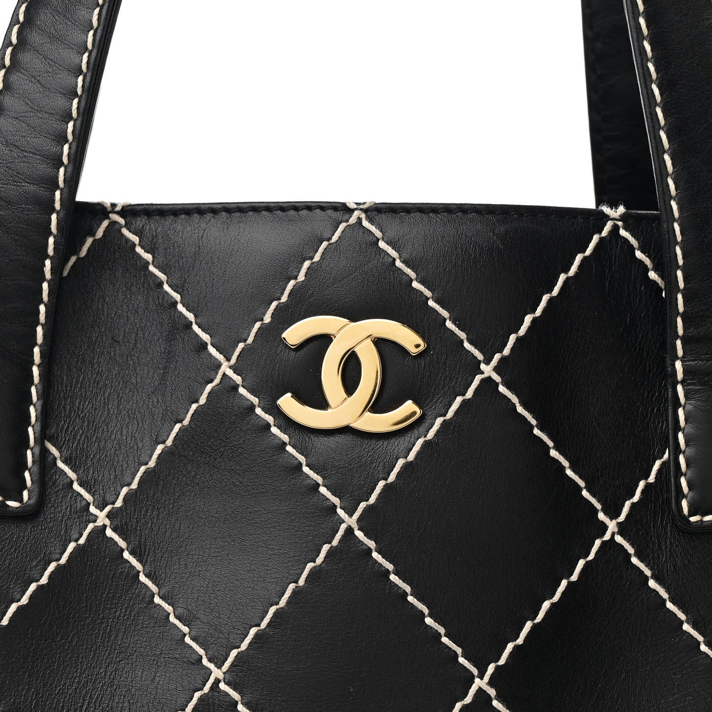Calfskin Wild Stitch Large Tote Black