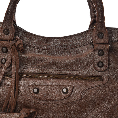 Balenciaga Metallic Craquele Calfskin Classic Hardware City Bronze 8 of 12