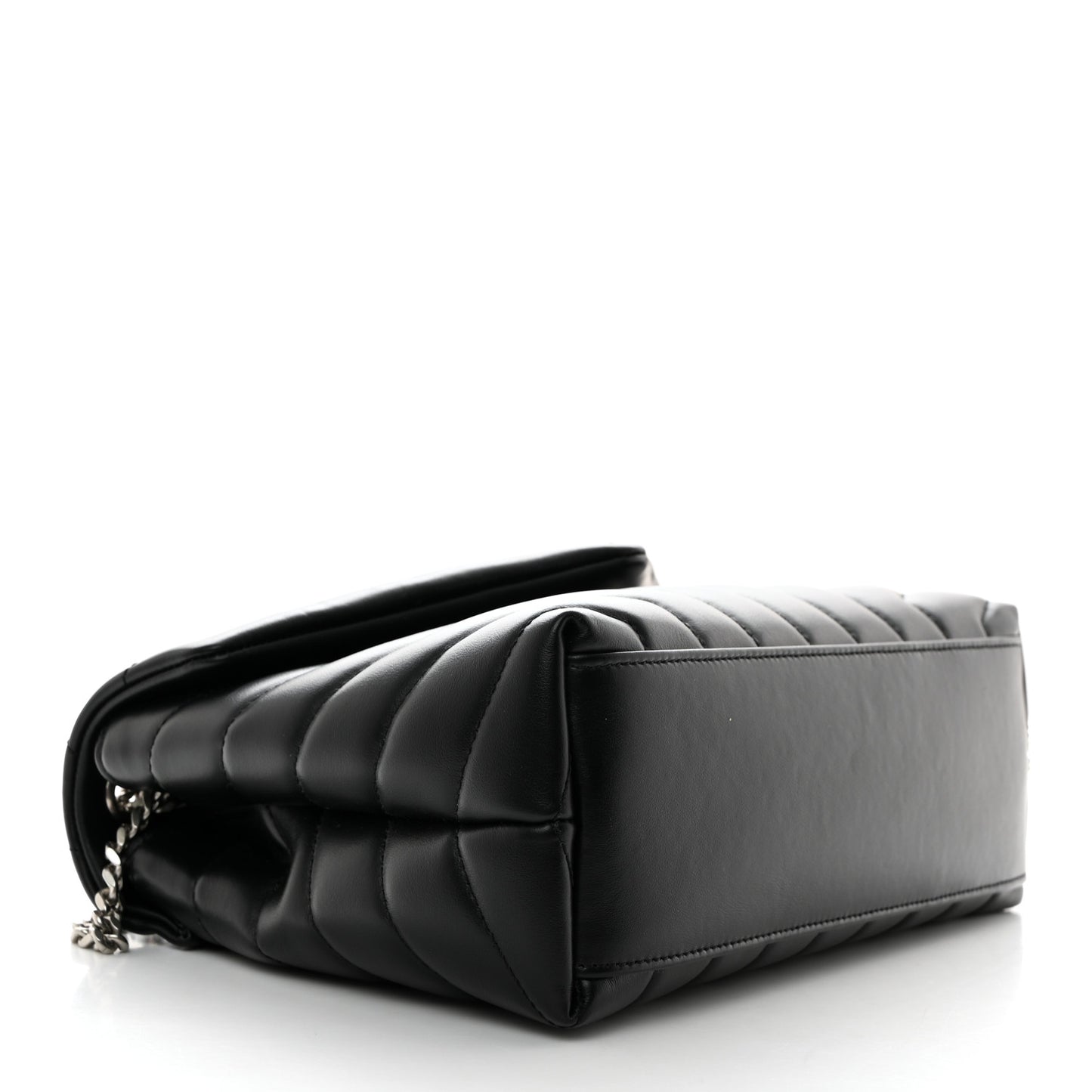 Calfskin Y Quilted Monogram Small Loulou Chain Satchel Black