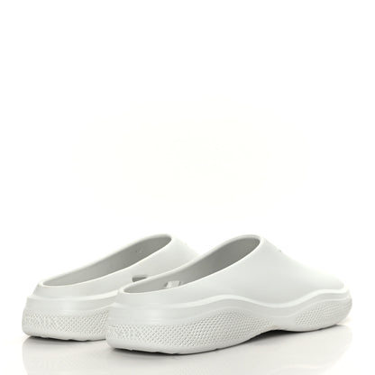 Prada Soft Mellow Rubber Triangle Logo Embossed Mens Mules 45 White 4 of 8