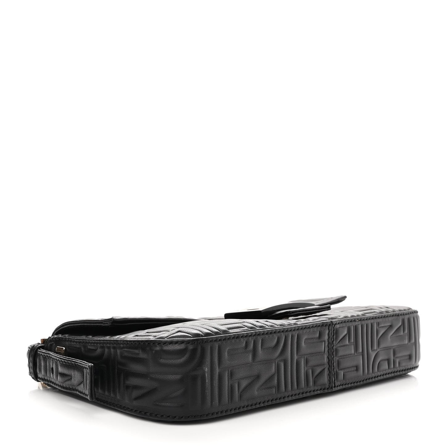 Nappa Logo Embossed Baguette Black