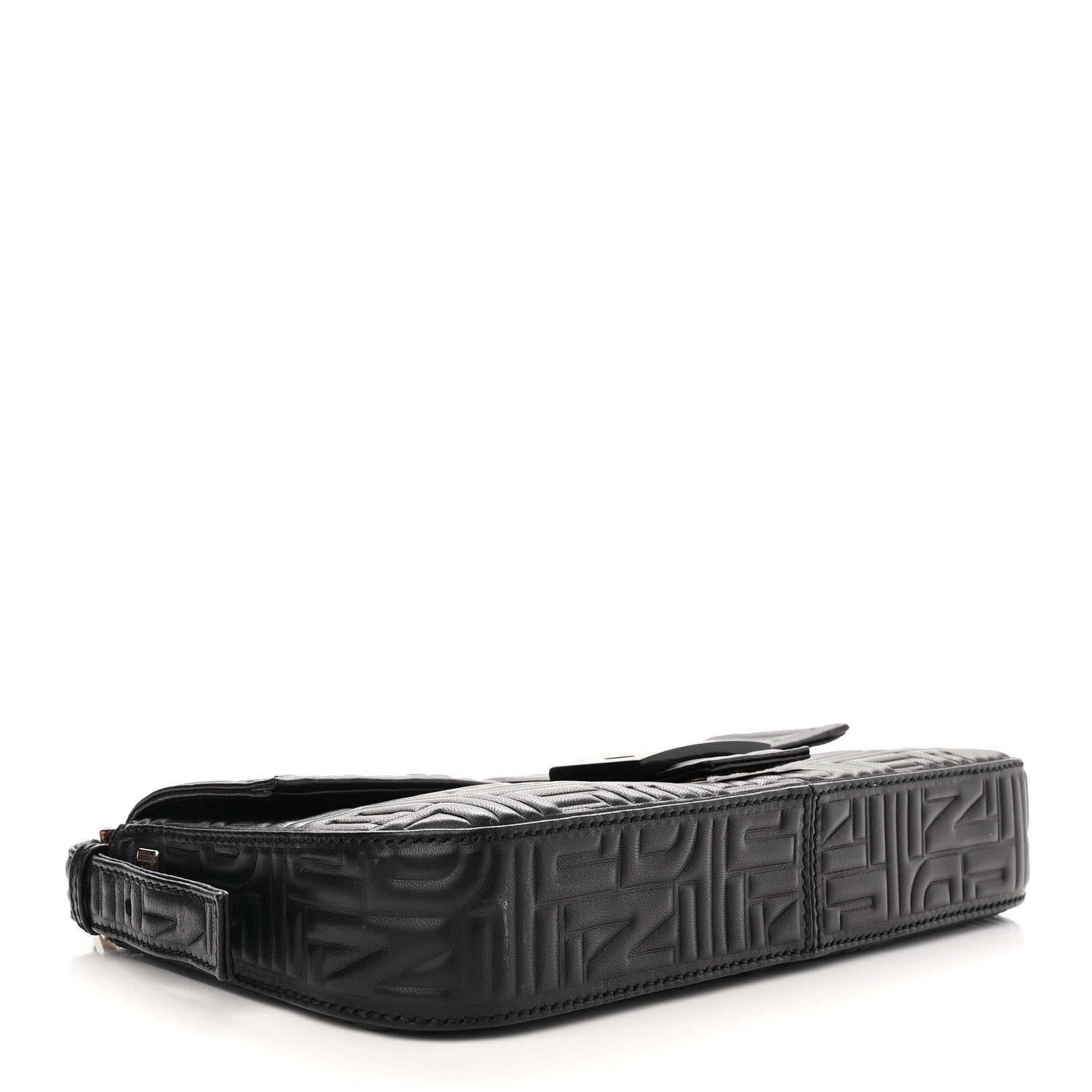 Fendi Nappa Logo Embossed Baguette Black 3 of 10