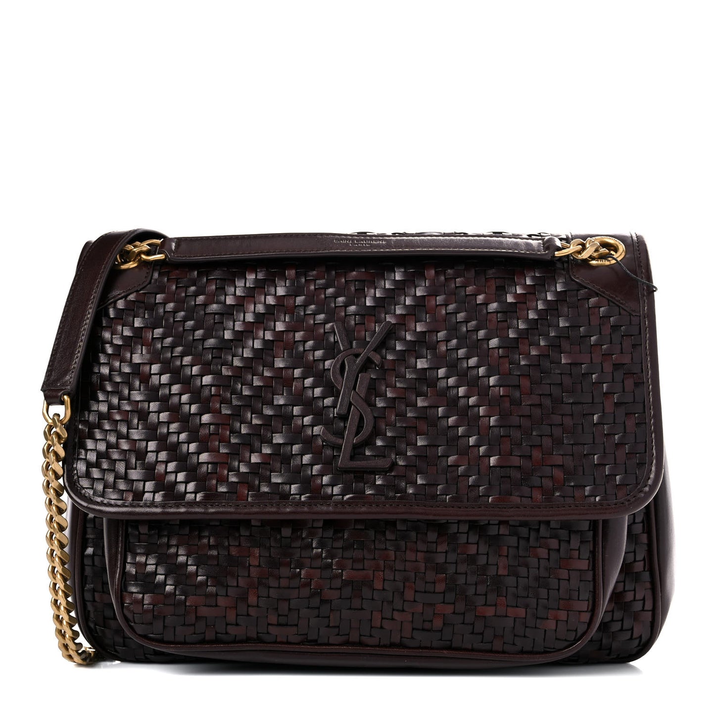 Vegetal Cloud Tressage Monogram Medium Niki Chain Satchel Burnt Brown