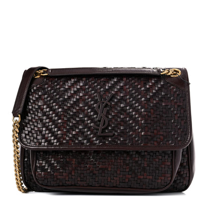 Saint Laurent Vegetal Cloud Tressage Monogram Medium Niki Chain Satchel Burnt Brown 1 of 18