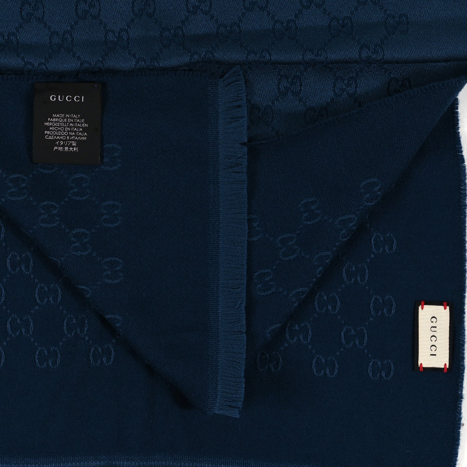 Gucci Wool Monogram Scarf Blue 3 of 3