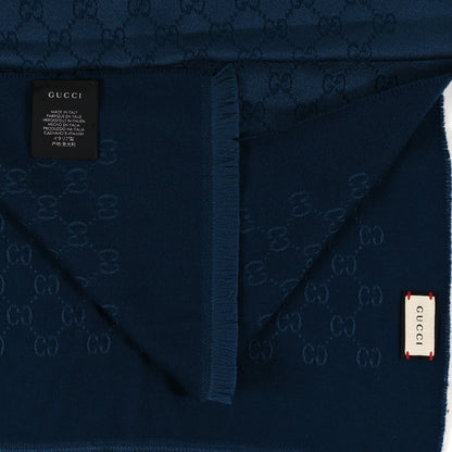Gucci Wool Monogram Scarf Blue 3 of 3