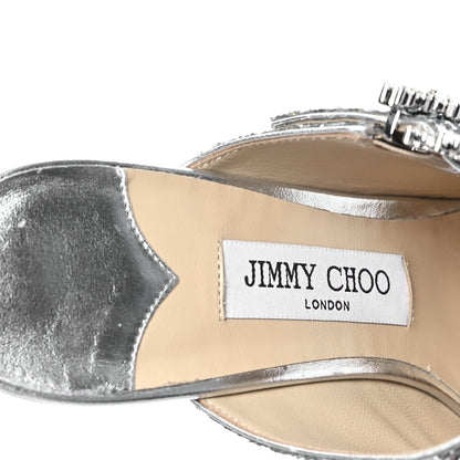 Jimmy Choo Coarse Glitter Fabric Cherisi 85 Pumps 39 Silver 7 of 9