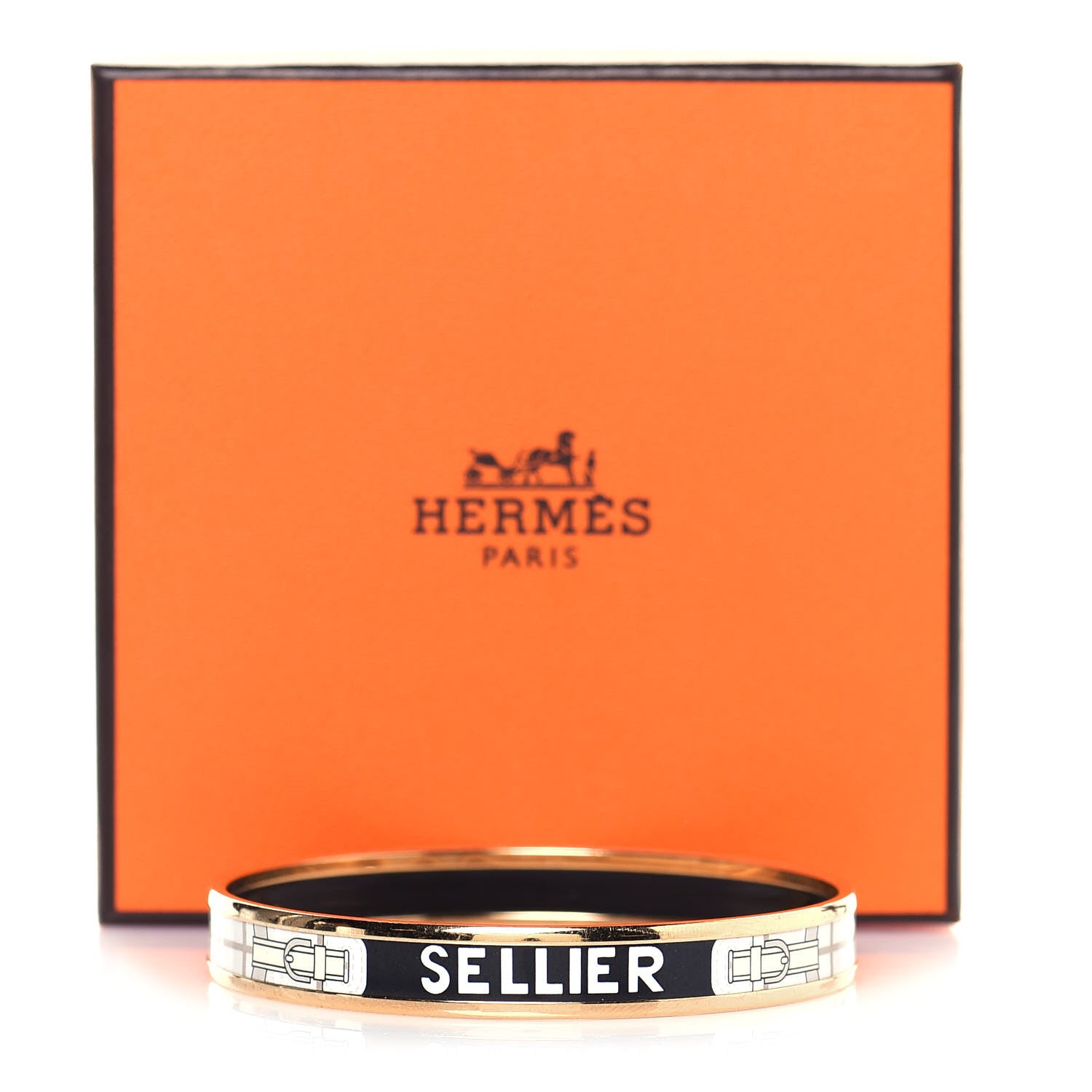 Hermes Enamel Printed Narrow Sellier Bracelet 70 Black 6 of 6