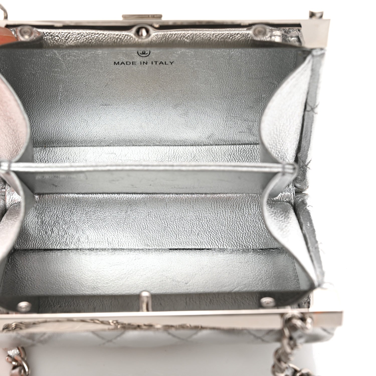 Chanel Metallic Calfskin Quilted Box Crossbody Silver 5 of 11