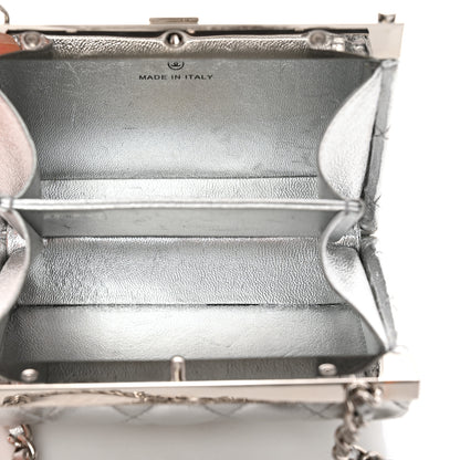Chanel Metallic Calfskin Quilted Box Crossbody Silver 5 of 11