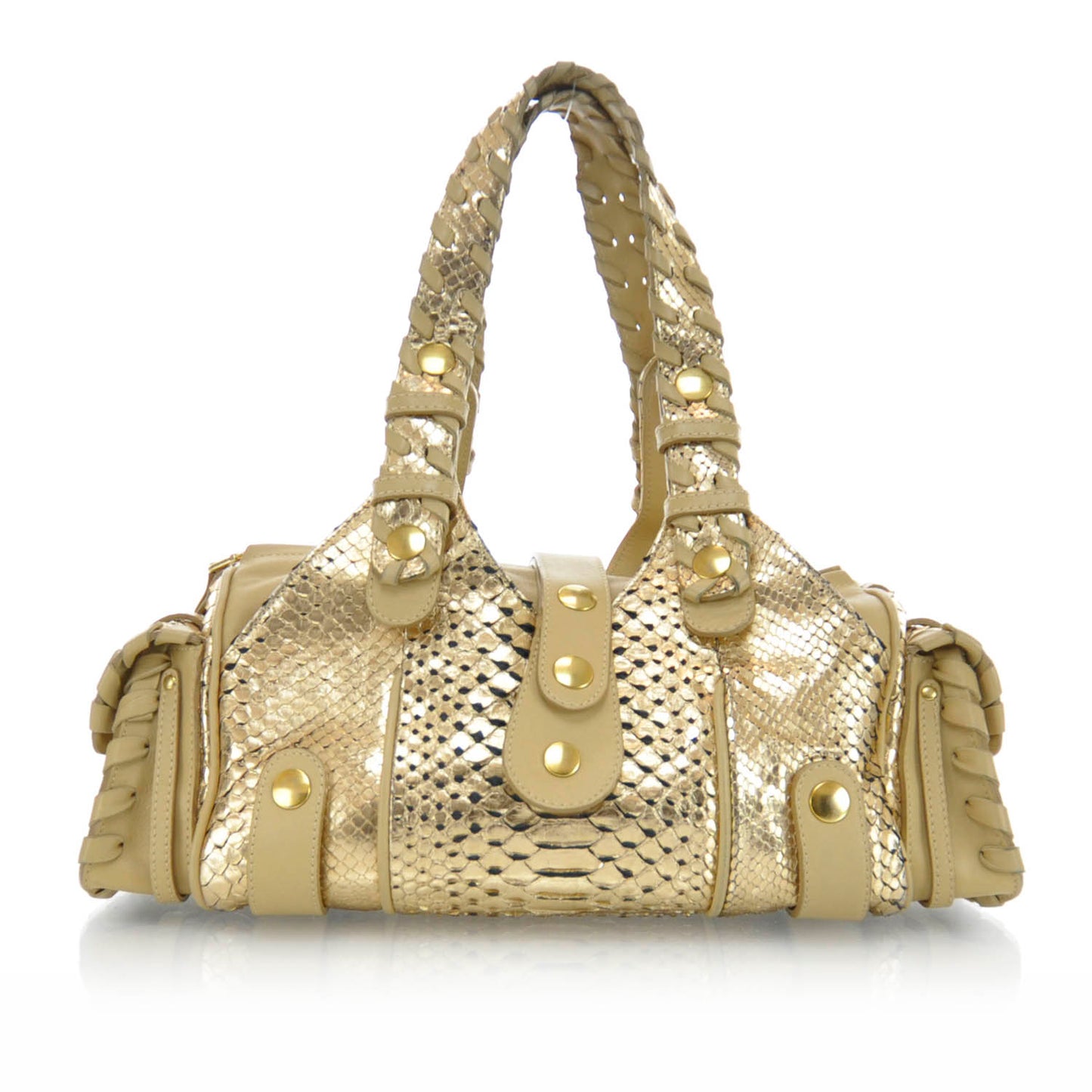 Metallic Python Silverado Shoulder Bag Gold