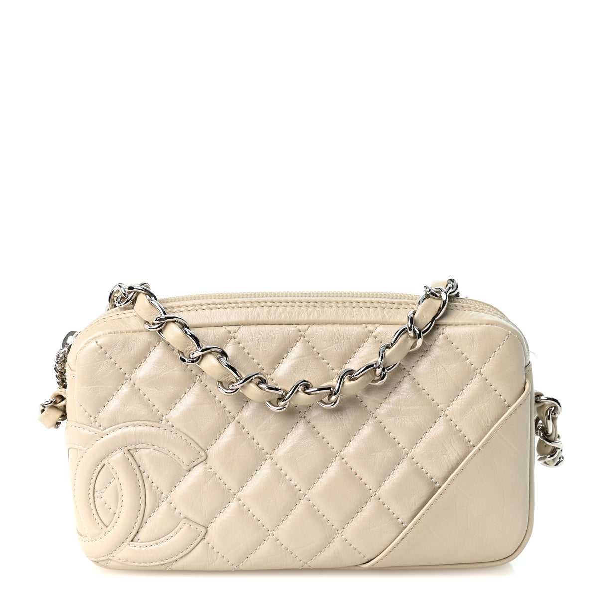 Chanel Metallic Aged Calfskin Quilted Cotton Club Pochette Argent Clair 1 of 11