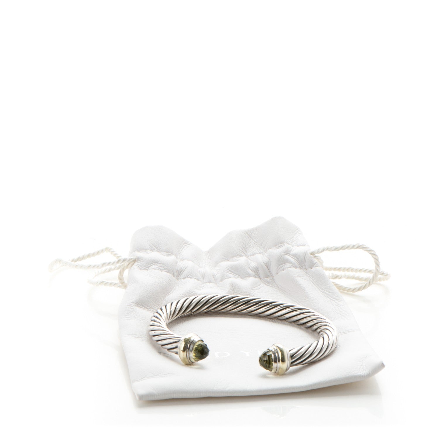David Yurman Sterling Silver 14K Yellow Gold Lemon Citrine 7mm Cable Classics Bracelet 5 of 5