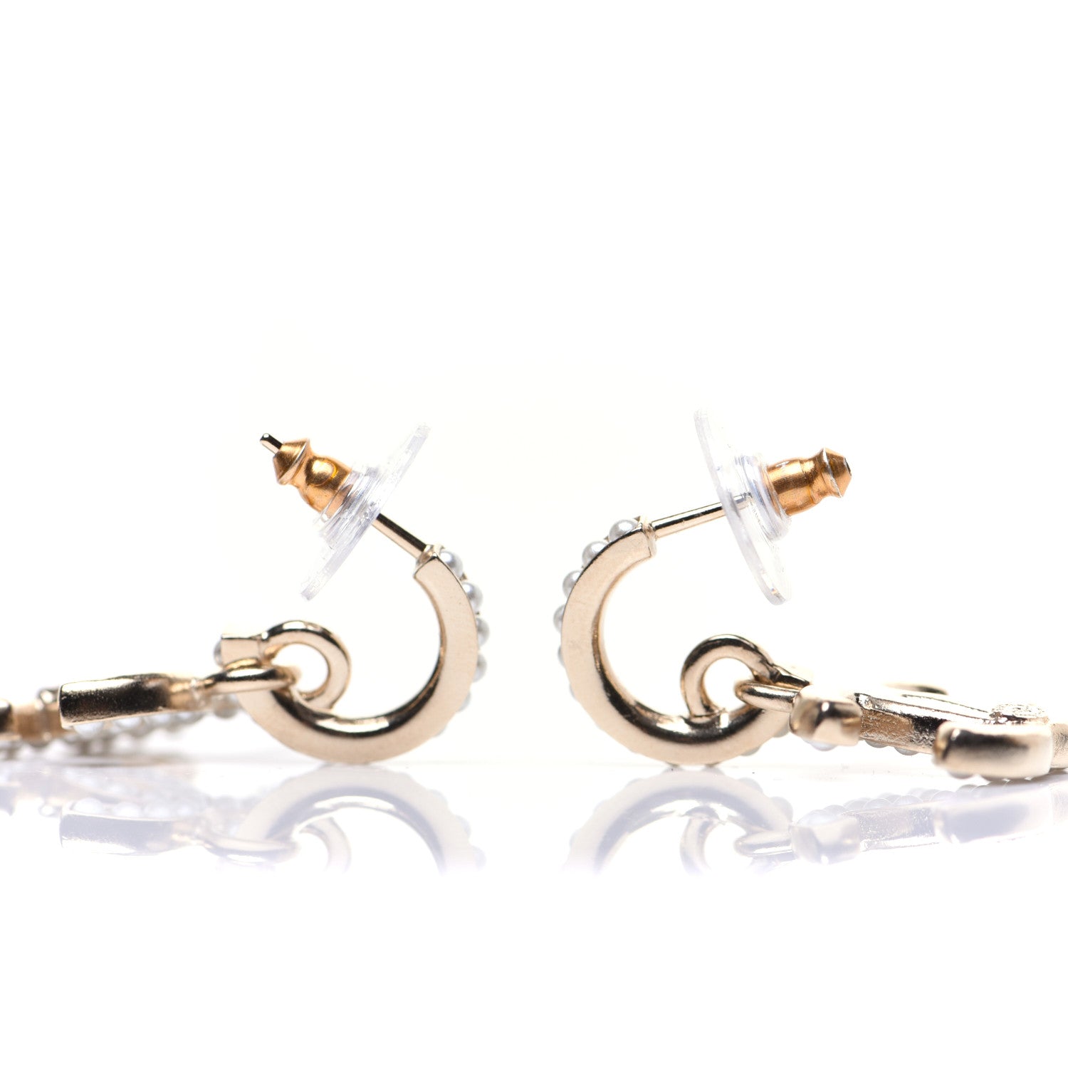 Chanel Pearl CC Hoop Drop Earring Gold 7 of 9