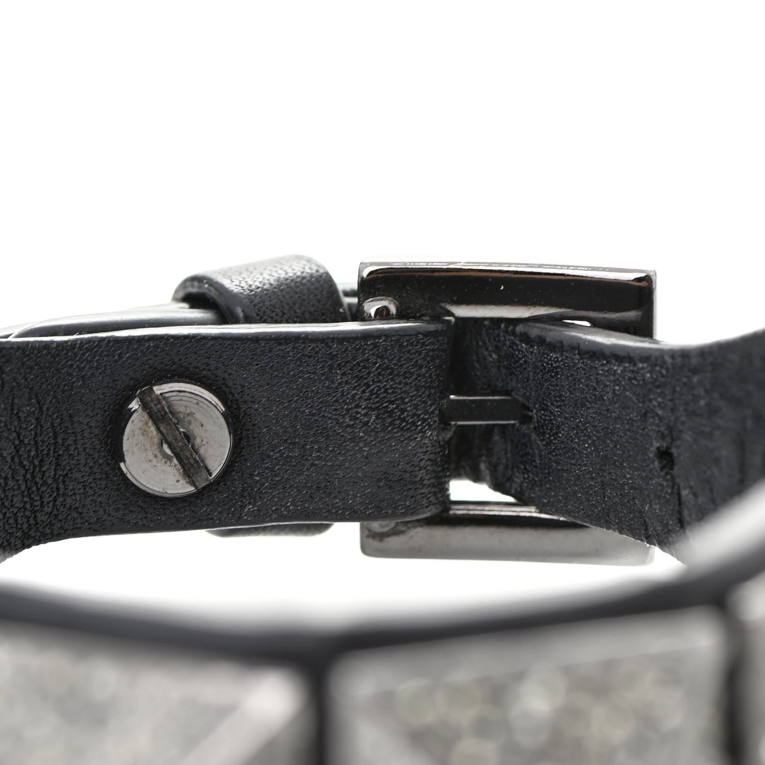 Valentino Garavani Calfskin Crystal Macro Rockstud Bracelet Black 6 of 9