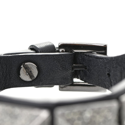 Valentino Garavani Calfskin Crystal Macro Rockstud Bracelet Black 6 of 9