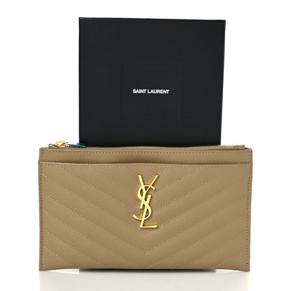 Saint Laurent Grain De Poudre Chevron Monogram Bill Pouch Dune 8 of 8