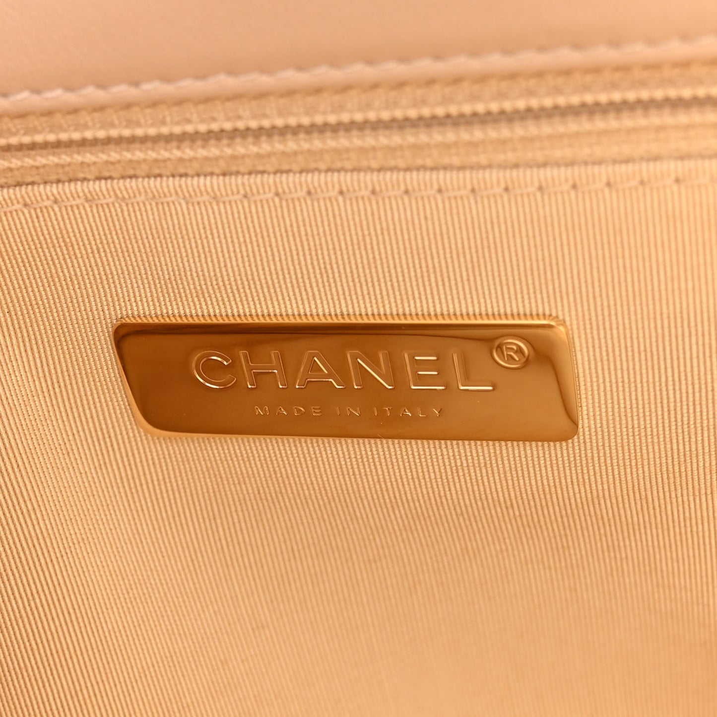 Lambskin Quilted Large Chanel 19 Flap Beige
