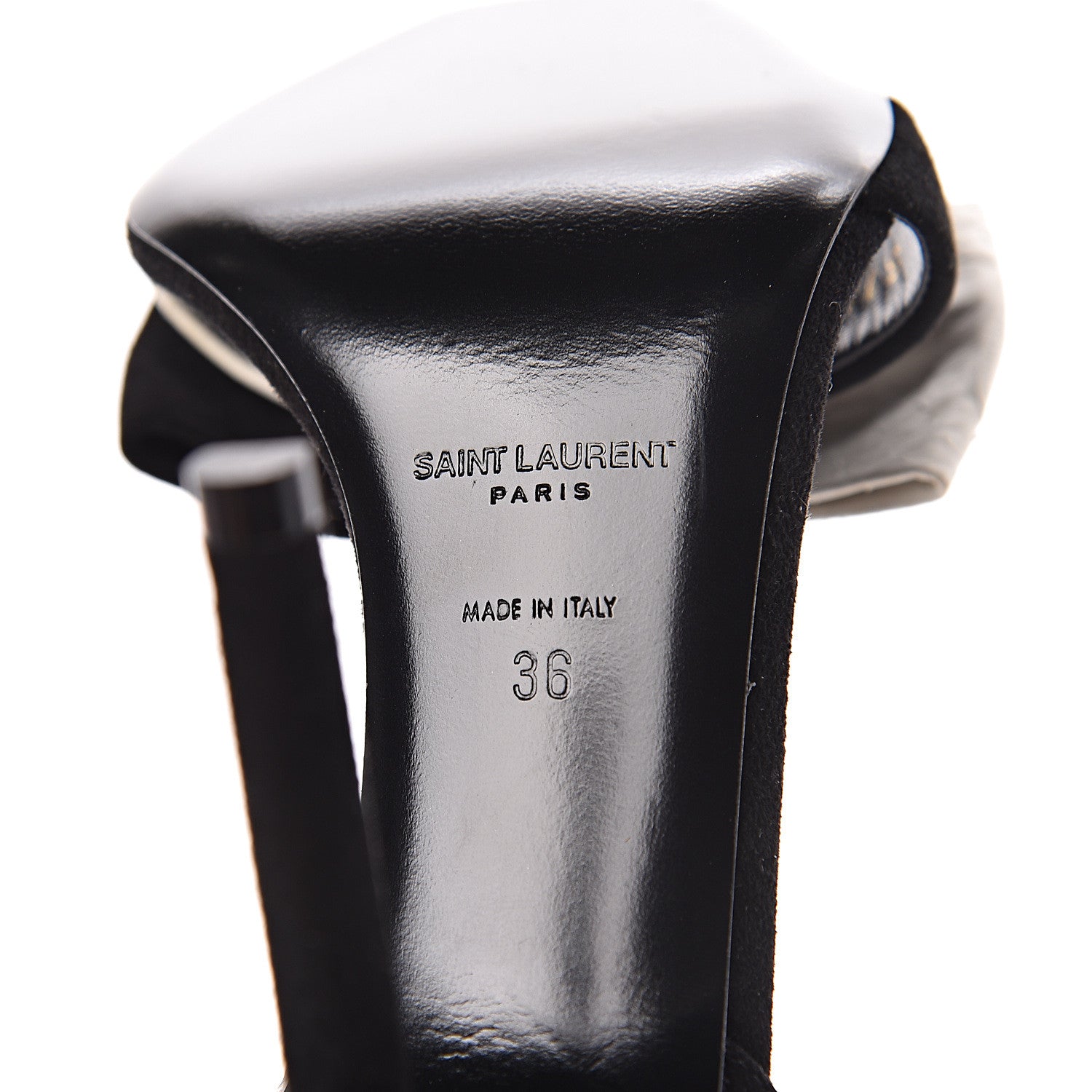 Saint Laurent Velvet Snake Print Bow Ankle Strap Sandals 36 Black 6 of 9