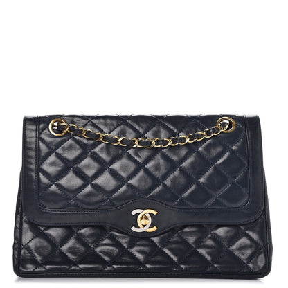 Chanel Lambskin Medium Double Flap Navy 1 of 11