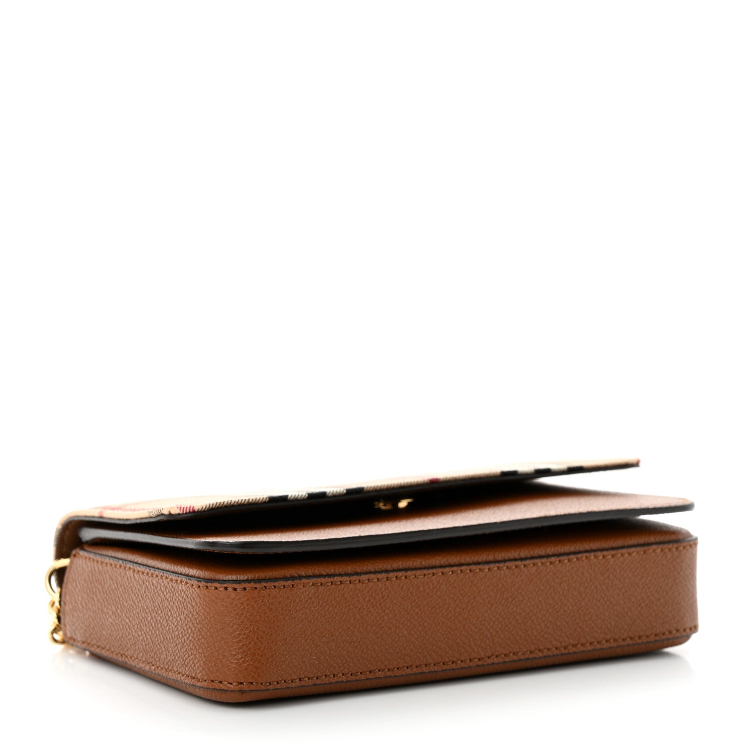 Burberry Calfskin Haymarket Check Hayes Crossbody Bright Toffee 4 of 9