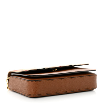 Burberry Calfskin Haymarket Check Hayes Crossbody Bright Toffee 4 of 9