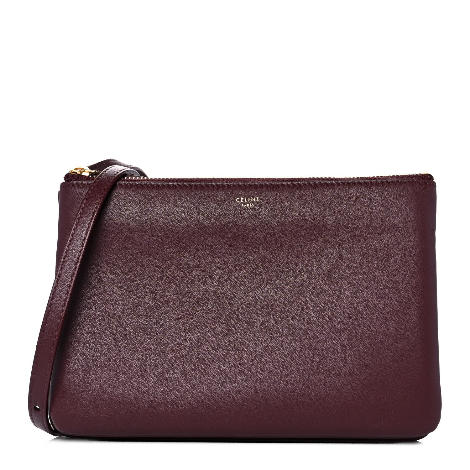 Celine Smooth Lambskin Small Trio Crossbody Bag Burgundy 1 of 10