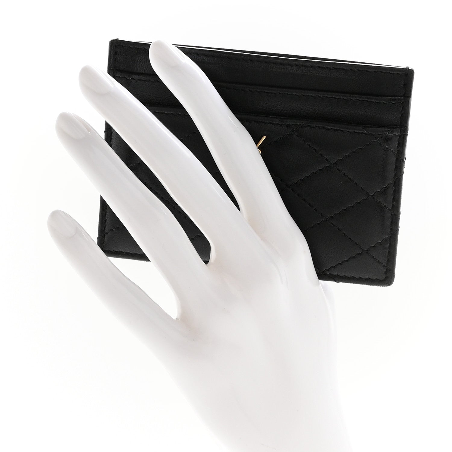 Saint Laurent Lambskin Quilted Gaby Credit Card Case Black 2 of 12