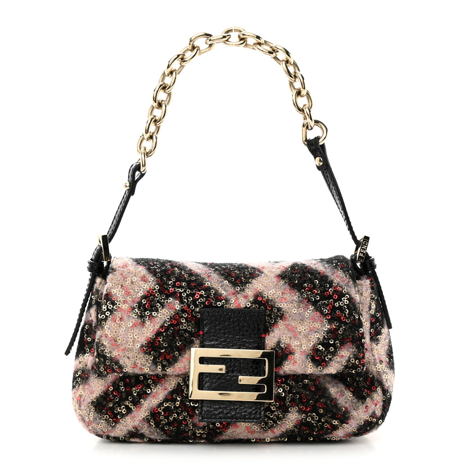 Fendi Wool Sequin Macro FF Diagonal Mini Mama Baguette 1 of 10