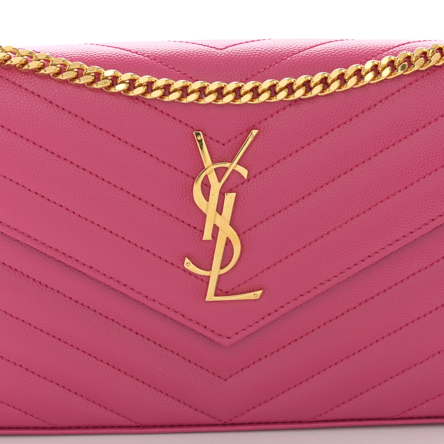 Grain De Poudre Matelasse Chevron Monogram Chain Wallet Bubblegum