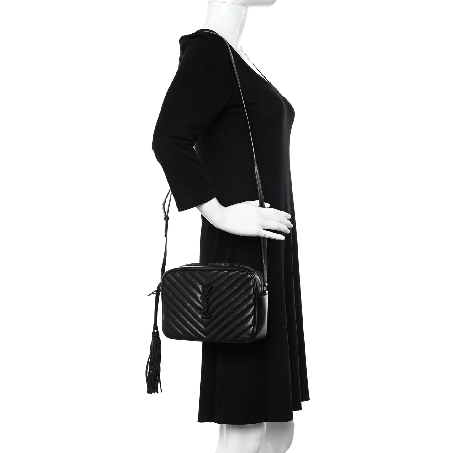 Calfskin Matelasse Monogram Lou Camera Bag Black