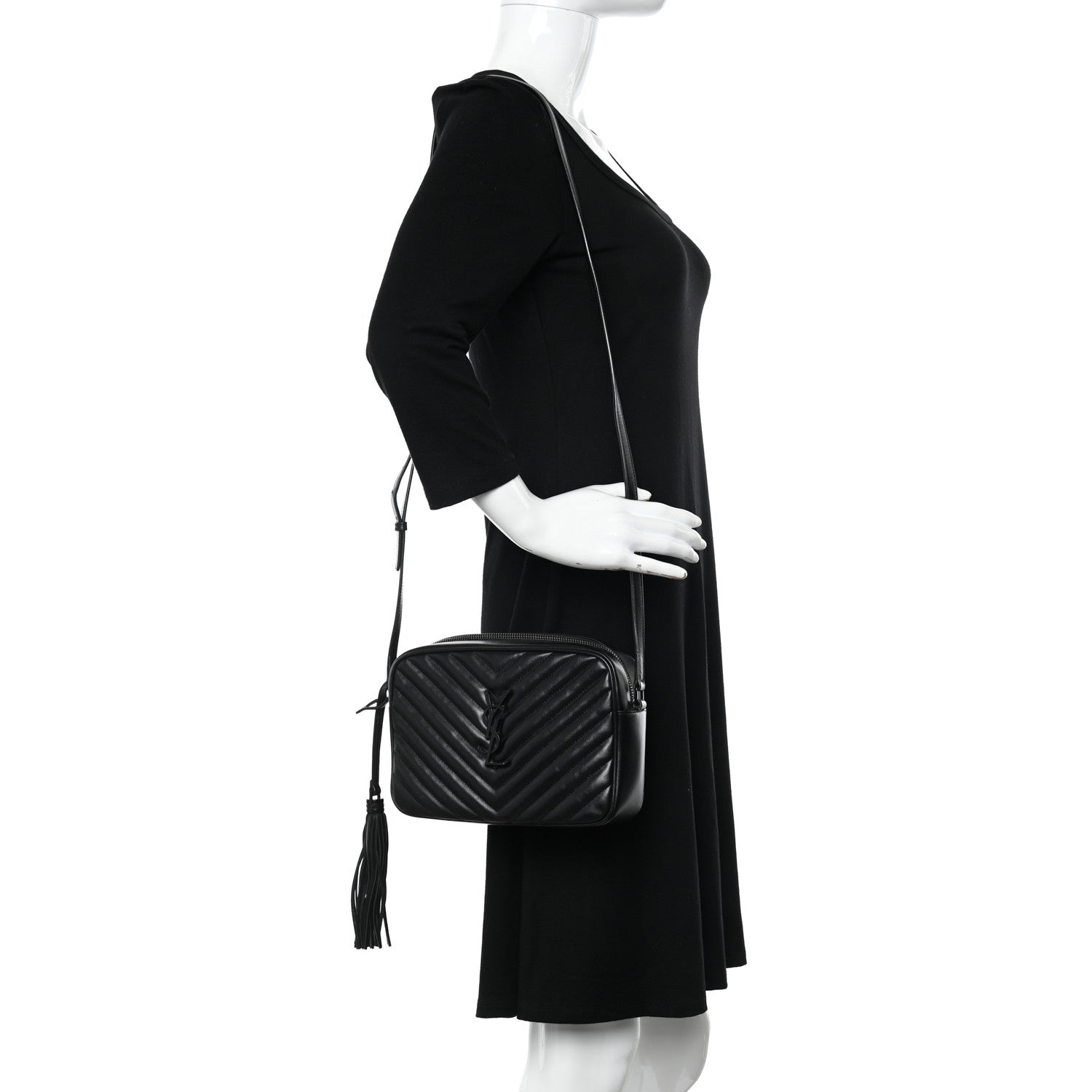 Saint Laurent Calfskin Matelasse Monogram Lou Camera Bag Black 2 of 10