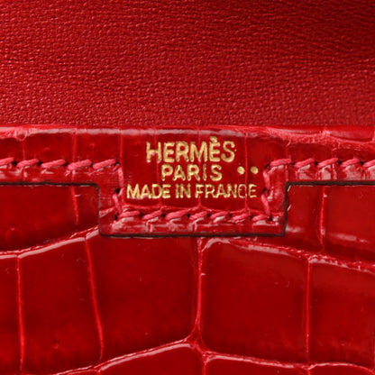 Hermes Shiny Niloticus Crocodile Mini Jige Elan Clutch 6 of 7