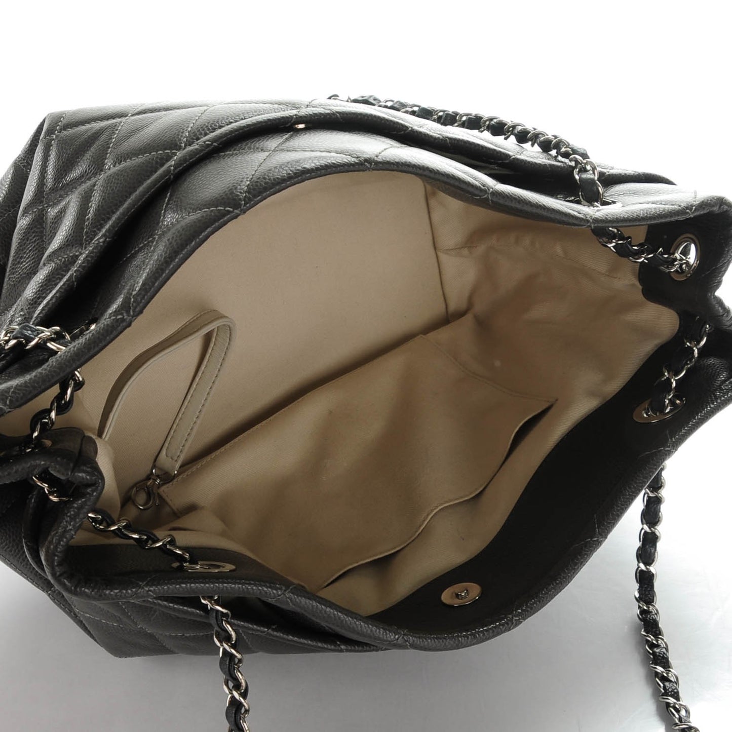 Caviar Quilted Timeless CC Soft Tote Dark Grey