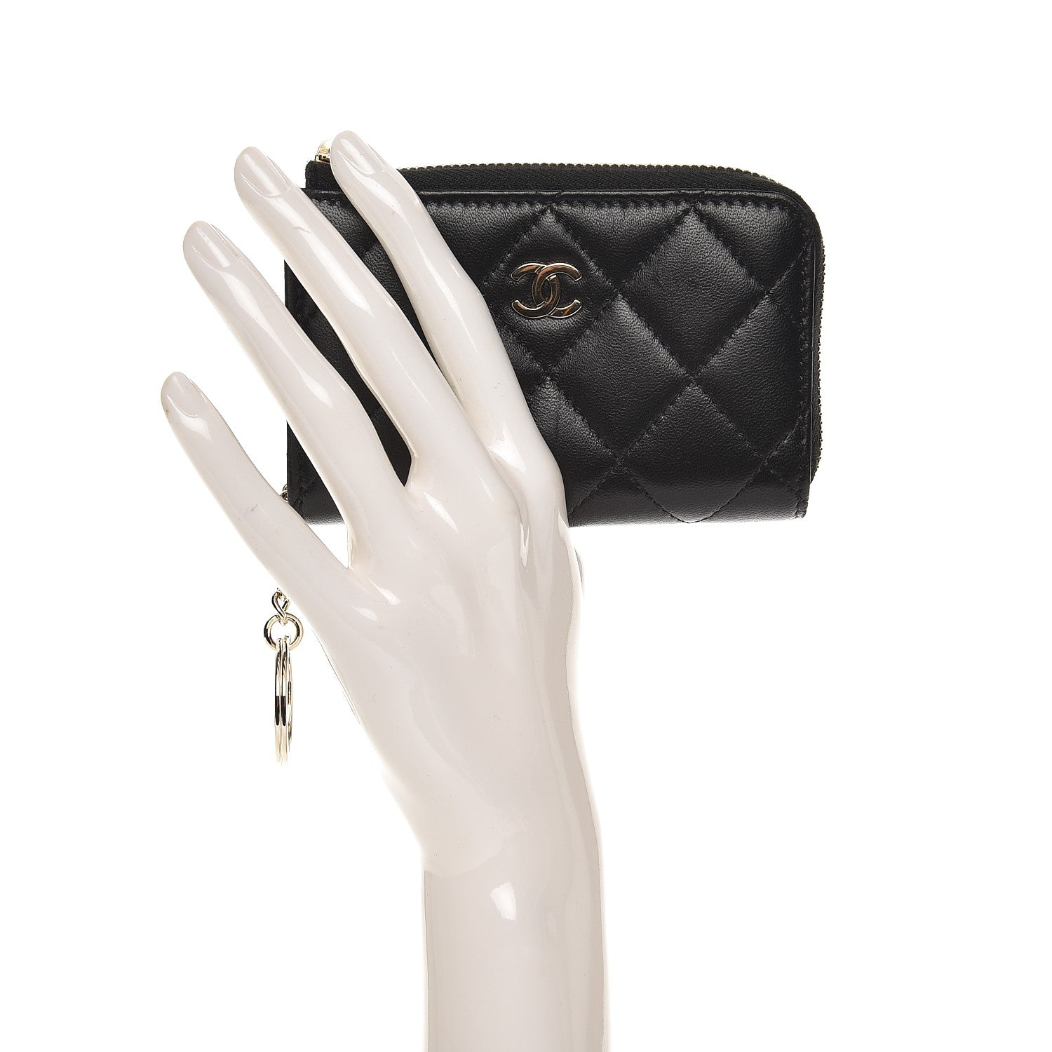 Chanel Lambskin Quilted Key Holder Case Black 9 of 14