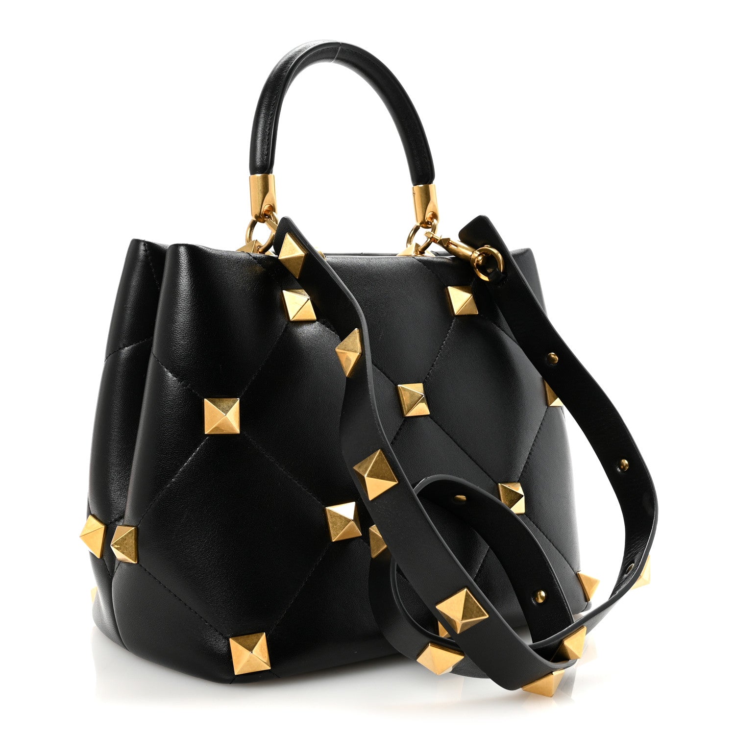 Valentino Garavani Nappa Roman Stud The Handle Bag Black 3 of 9