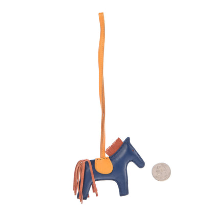 Hermes Milo Lambskin Grigri Rodeo Horse Bag Charm PM Bleu de Malte Cornaline Jaune D'Or 2 of 5
