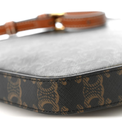 Celine Triomphe Canvas Calfskin Medium Croque Bag Tan 8 of 9