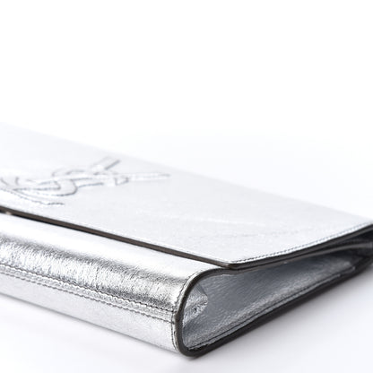 Saint Laurent Metallic Calfskin Monogram Large Belle De Jour Clutch Silver 9 of 9