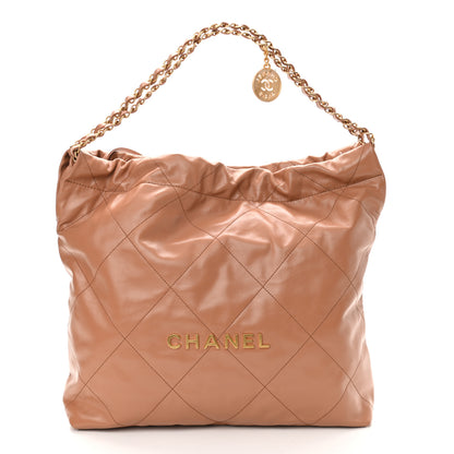 Chanel Shiny Calfskin Quilted Chanel 22 Camel 3 of 11