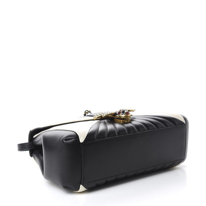 Gucci Calfskin Bamboo Trapuntata Queen Margaret Top Handle Bag Mystic White Black 5 of 11