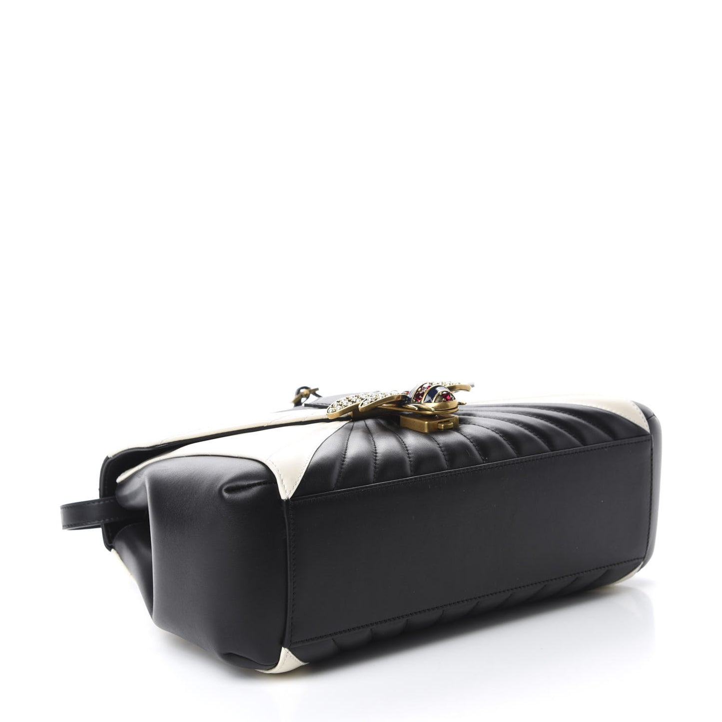 Calfskin Bamboo Trapuntata Queen Margaret Top Handle Bag Mystic White Black