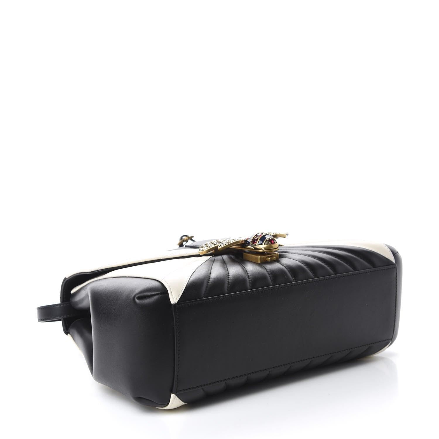 Gucci Calfskin Bamboo Trapuntata Queen Margaret Top Handle Bag Mystic White Black 5 of 11