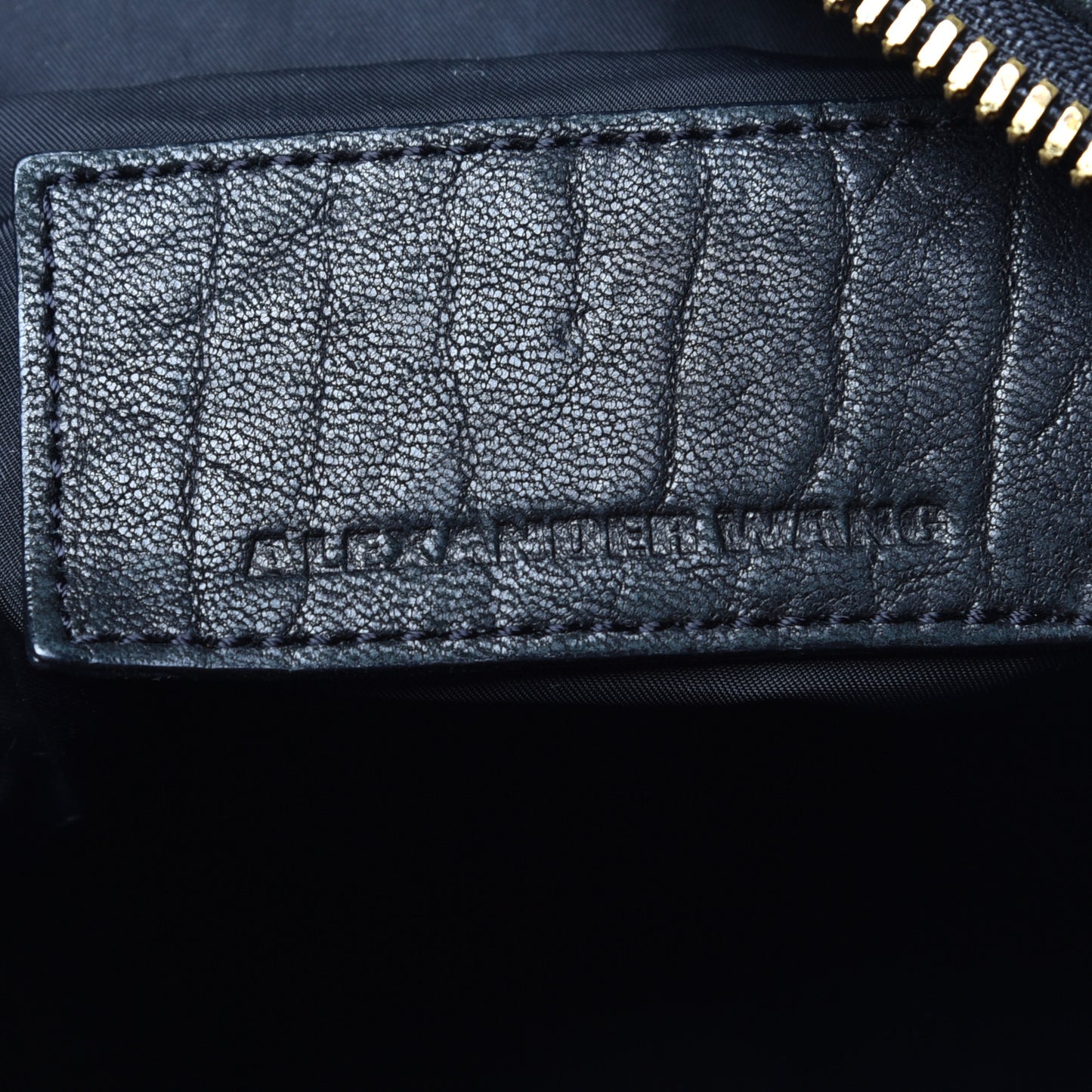 Pebbled Lambskin Angela Pochette Black Antique Brass Hardware